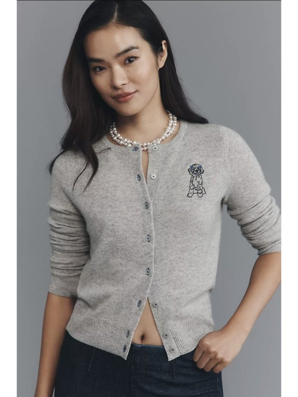 Anthropologie Juliet Cashmere Cardigan Grey Dog NWT